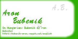 aron bubenik business card